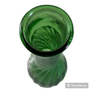 Depression era glass green bud vase fluted rim